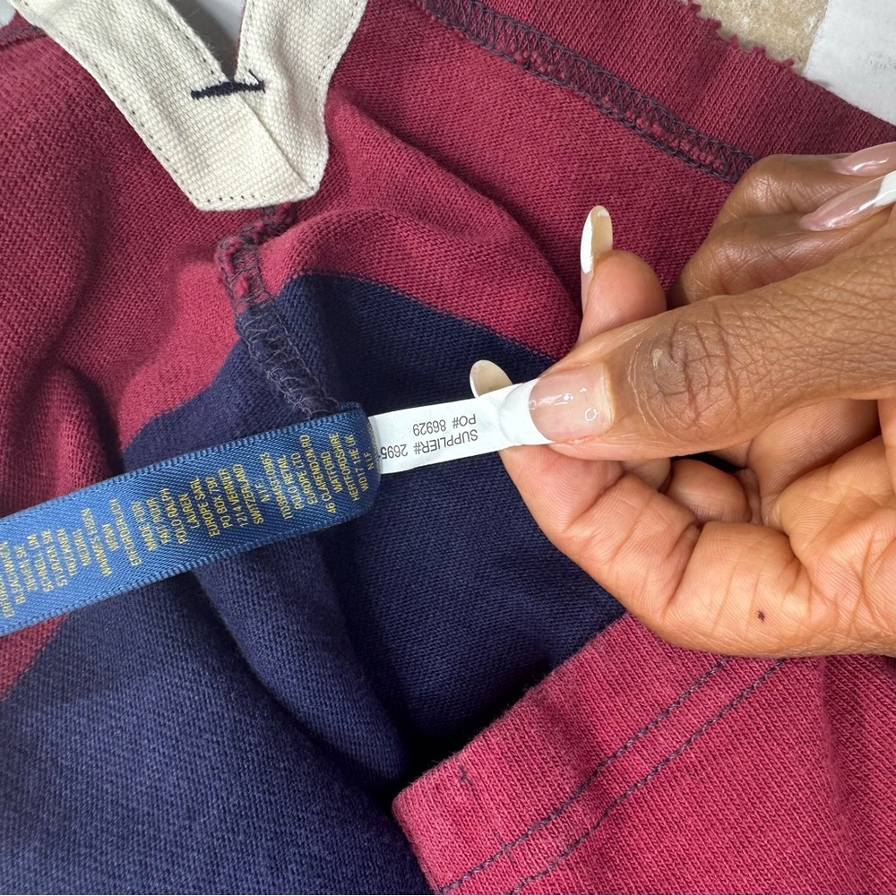 Ralph Lauren Rugby Shirt M | Maroon Navy Striped RLFC 1939-40 Patch | Vintage - Picture 13 of 16